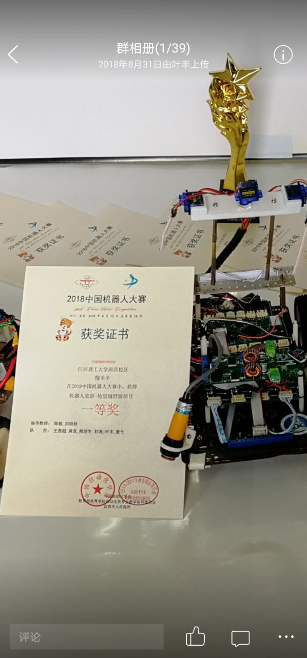 全国机器人大赛一等奖证书